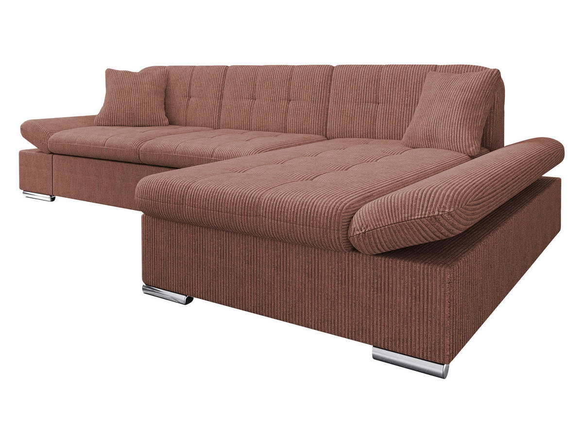 ECKSOFA Malwi Cord, Seite: Rechts - Dunkelrosa, Holz/Textil (278/161cm) - MIRJAN24