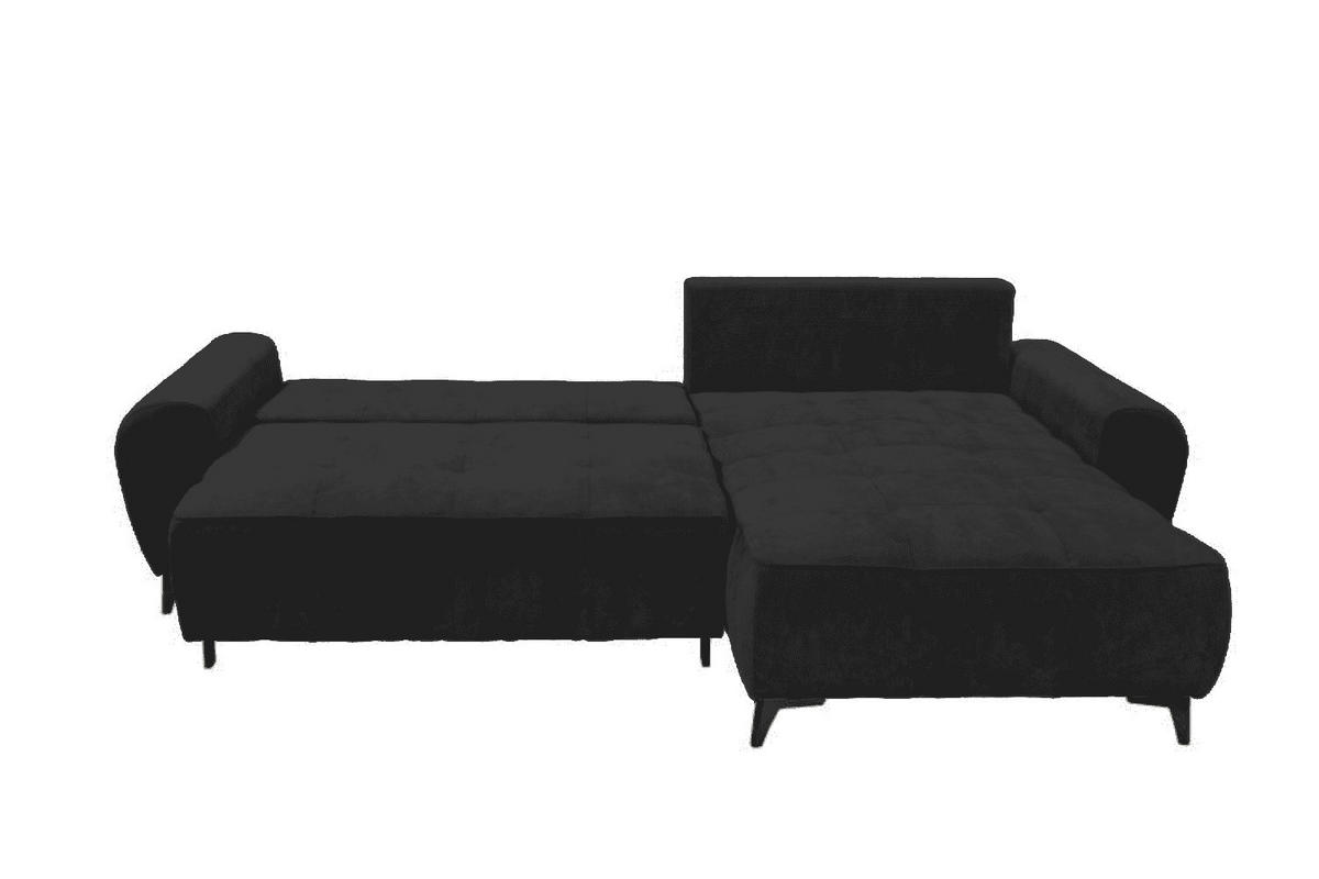 SOFA Elisa von ED Exciting Design – Ecksofa mit Schlaffunktion und Bettkasten, Mikrofaser Holms - Taupe/Schwarz Hochglanz, Holz/Kunststoff (28.4/19.1cm) - ed exciting design