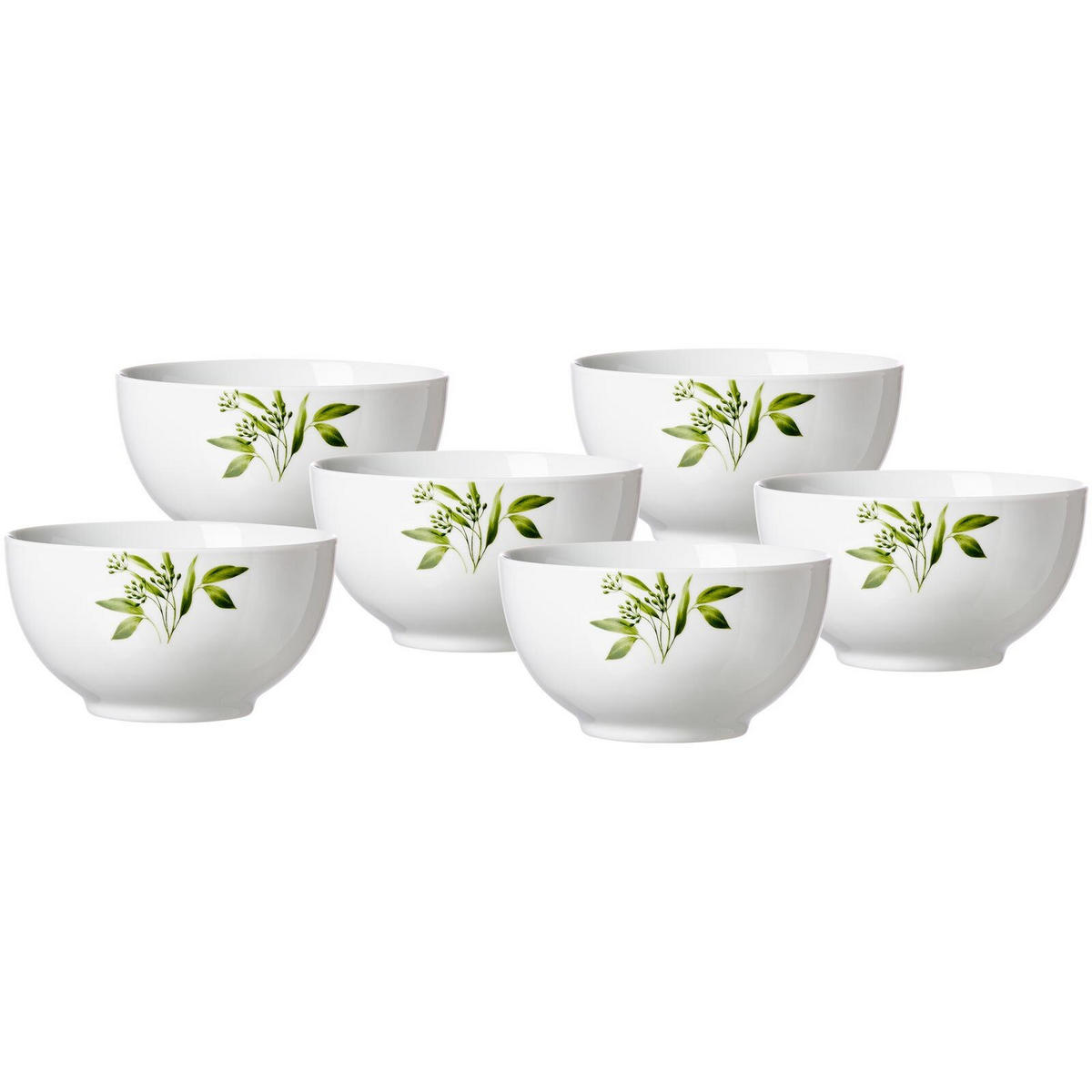 MÜSLISCHALEN Evora weiß-grün ø 15 cm 6er Set - Weiß/Grün, Keramik (15cm) - Ritzenhoff Breker