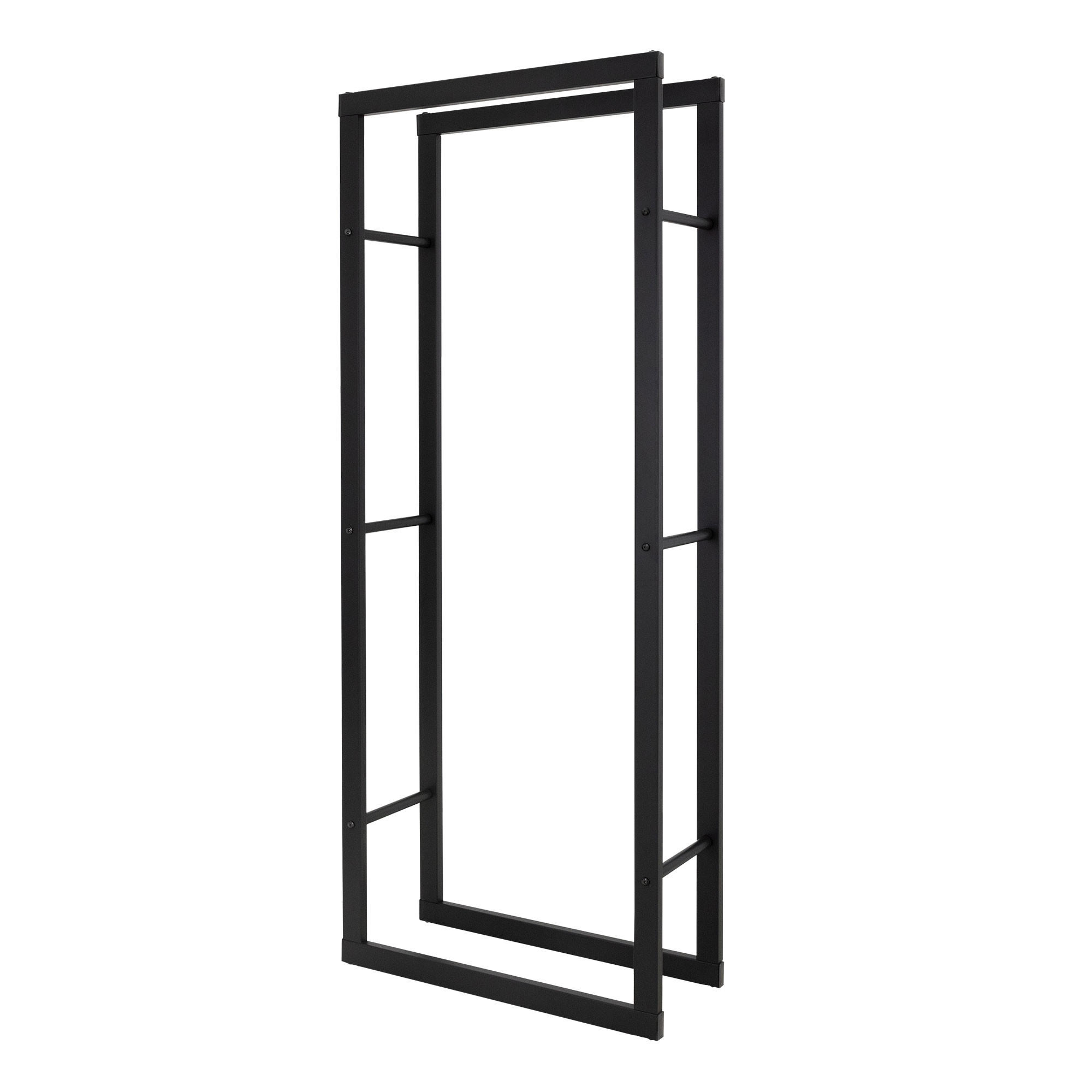 ML-DESIGN POLIČKA NA DŘEVO DO KRBU 60x150x25 cm, obdélníková, černá, z kovu, pro vnitřní i venkovní použití
