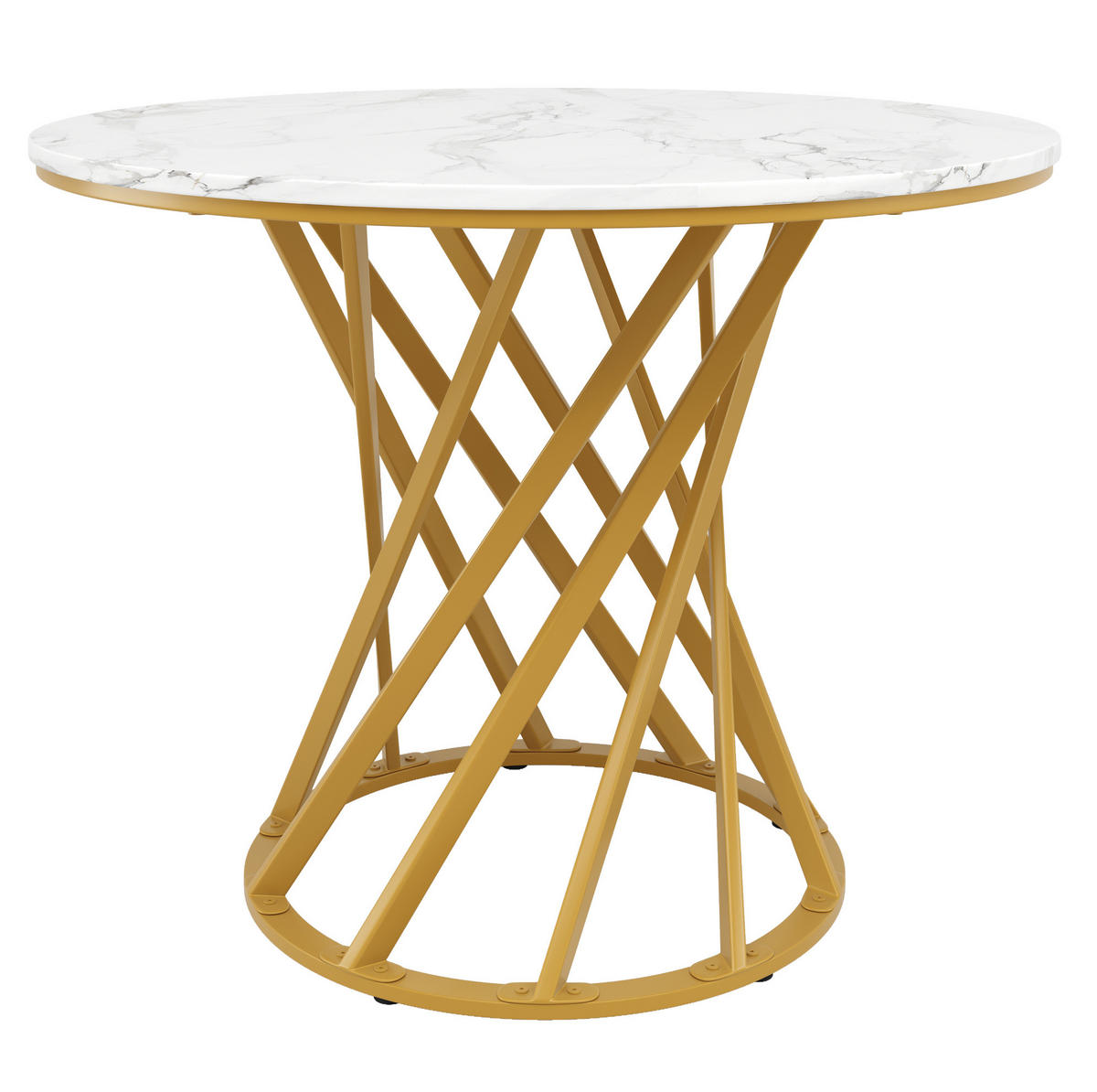 JÍDELNÍ stůl 80/80/76 cm s MDF deskou a nastavitelnými nohami, Zlatá/Bílá - zlatá, kompozitní dřevo (80/80/76cm) - Redom
