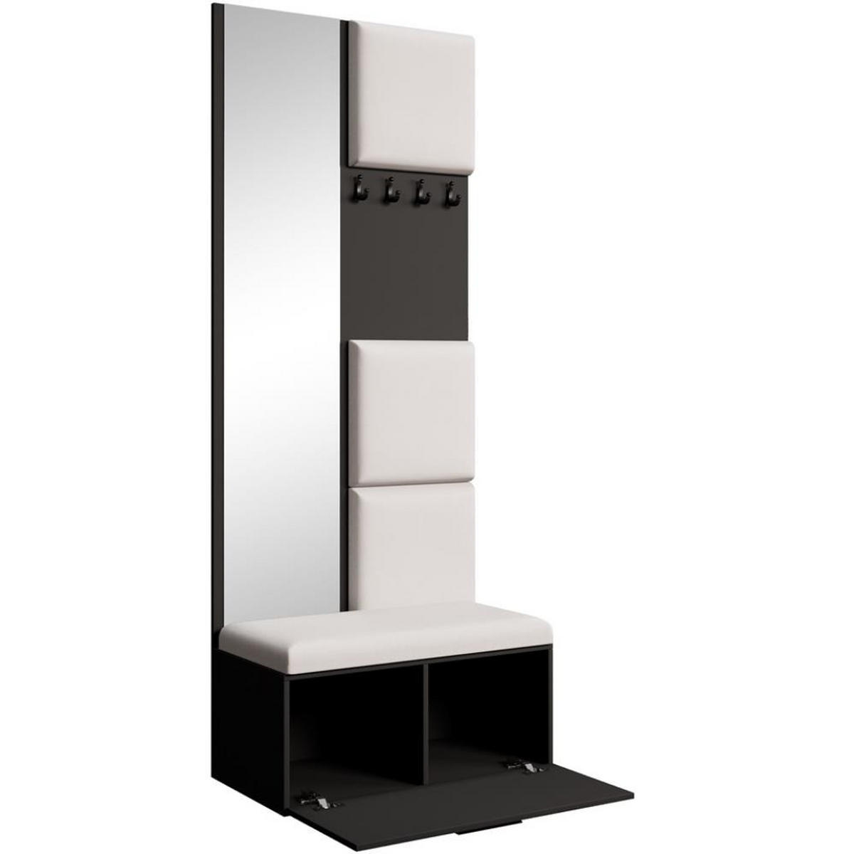 GARDEROBE Margaret III 81/203/43 mit gepolsterten Paneelen - Beige/Schwarz, Holzwerkstoff/Kunststoff (81/203/43cm) - Beautysofa
