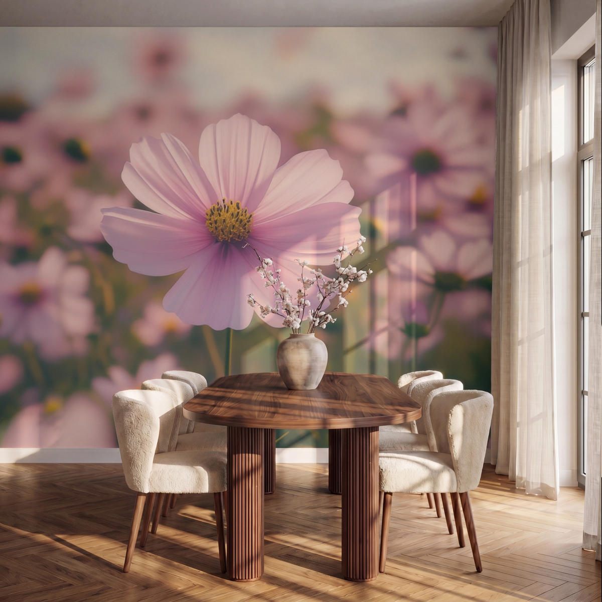 TAPETE - Blumen - Lila - Unscharf - 350x300 cm - Rosa, Papier (350/300cm) - OnlyWow