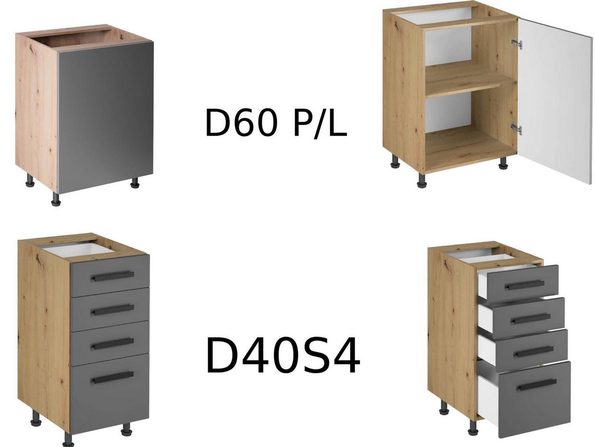 WINKELKÜCHE 330 x 210 cm Langen K53-M330 in Grau/Matt - Grau, Holz (330/212/210cm)