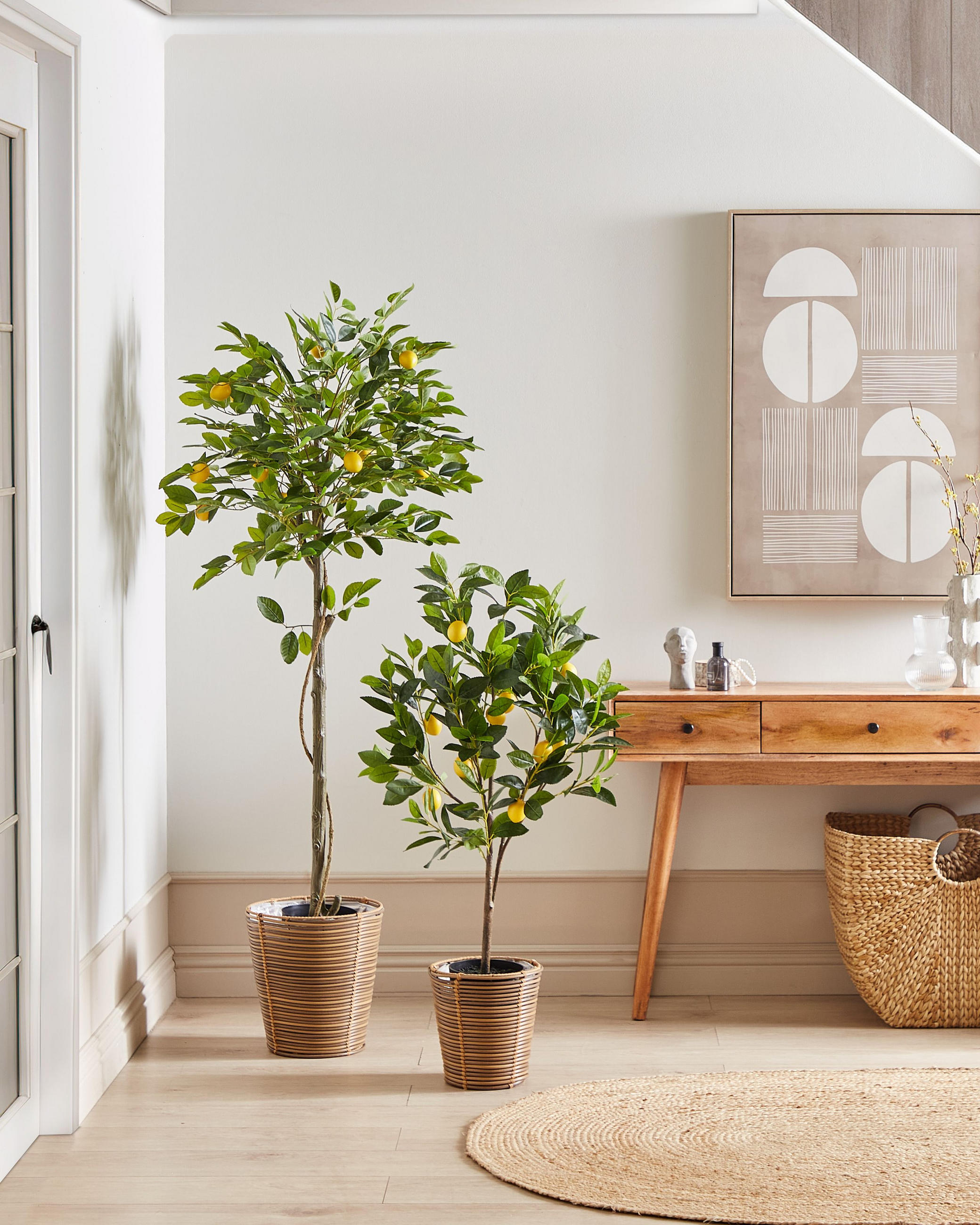 KUNSTPFLANZE im Blumentopf 156 cm Grün/Schwarz Lemon Tree - Schwarz/Grün, Kunststoff (156cm) - Beliani