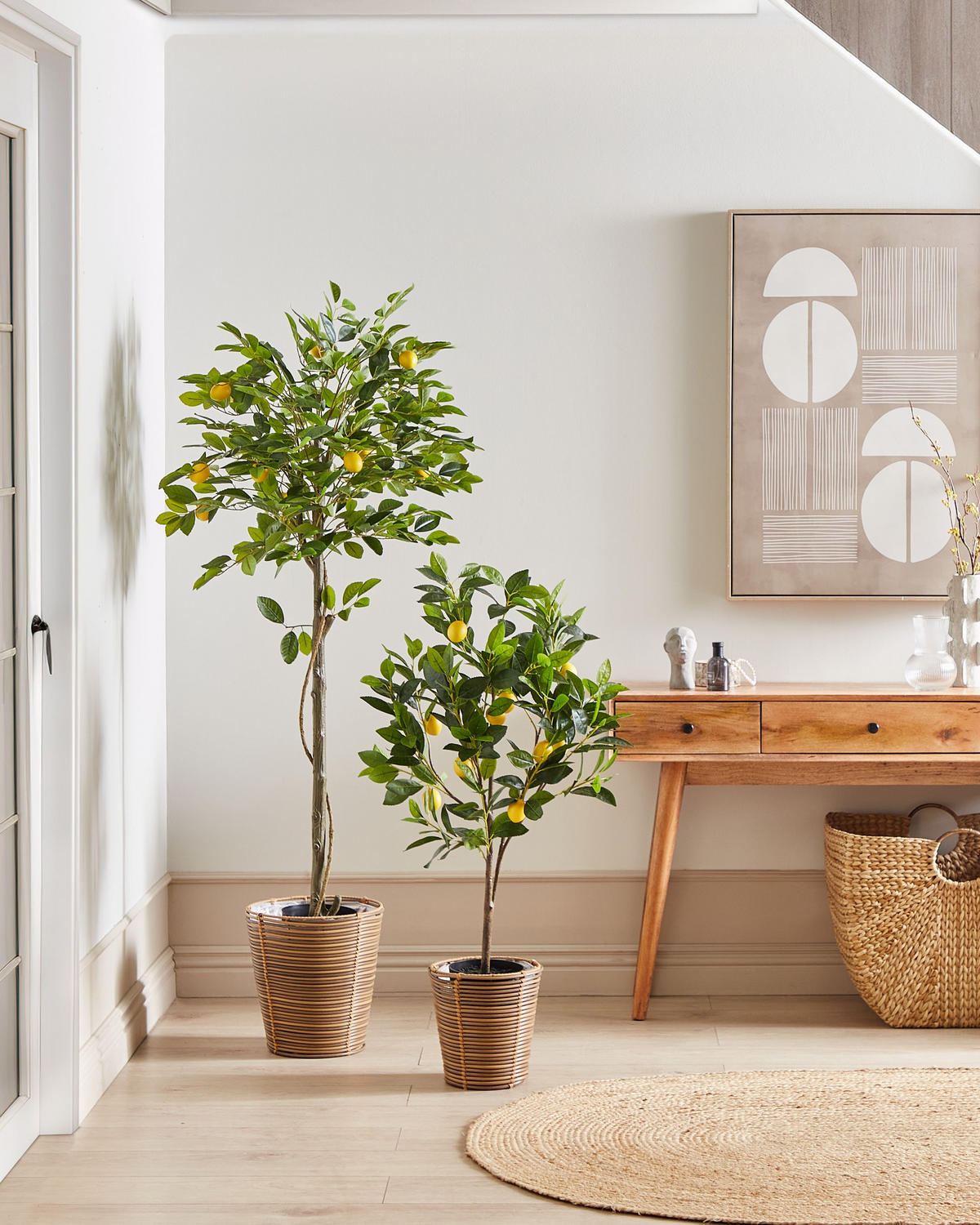 KUNSTPFLANZE im Blumentopf 156 cm Grün/Schwarz Lemon Tree - Schwarz/Grün, Kunststoff (156cm) - Beliani
