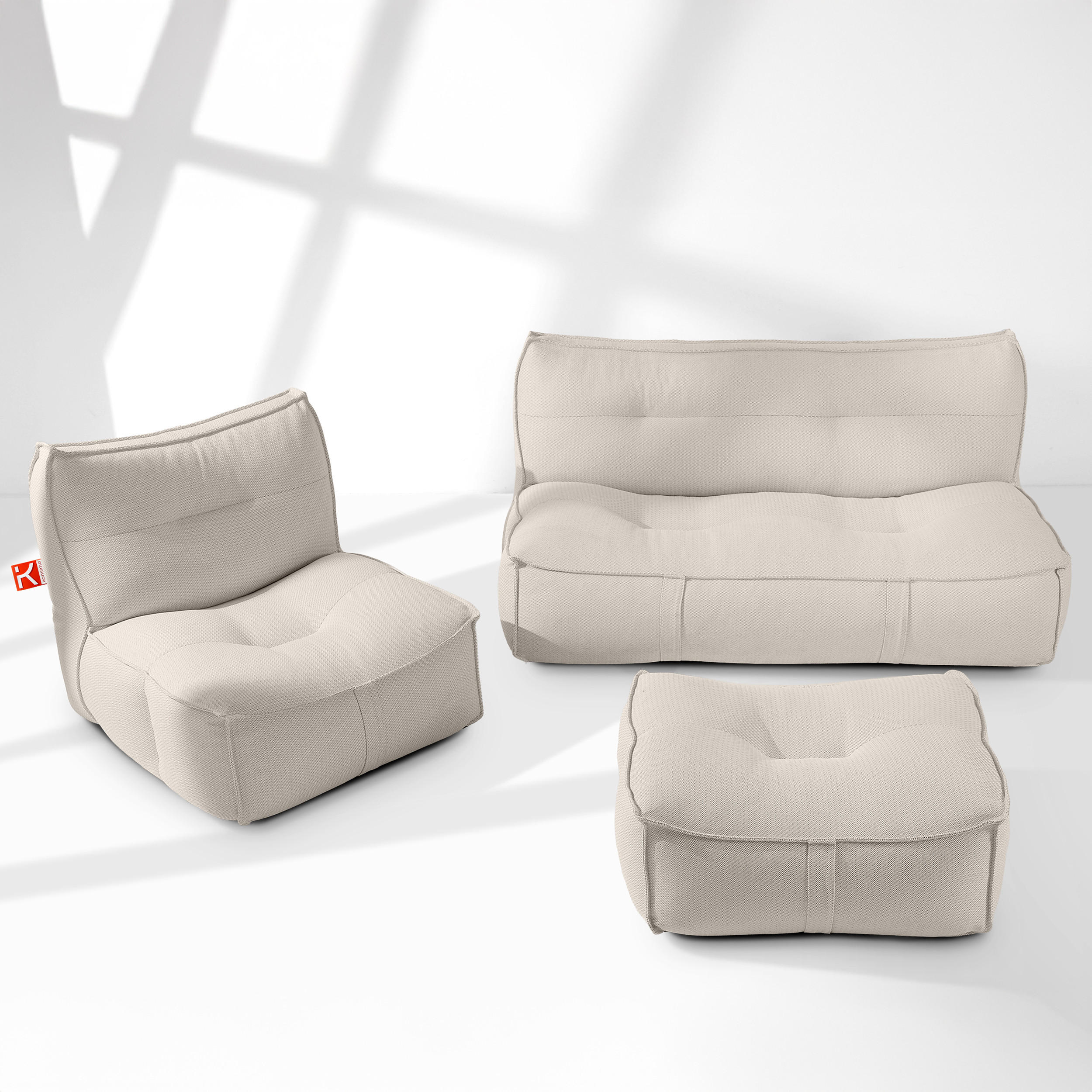 GARTENLOUNGE-SET LOVIA, Möbel-Set, Dunkelbeige/Weiß - Beige, Textil - KONSIMO®