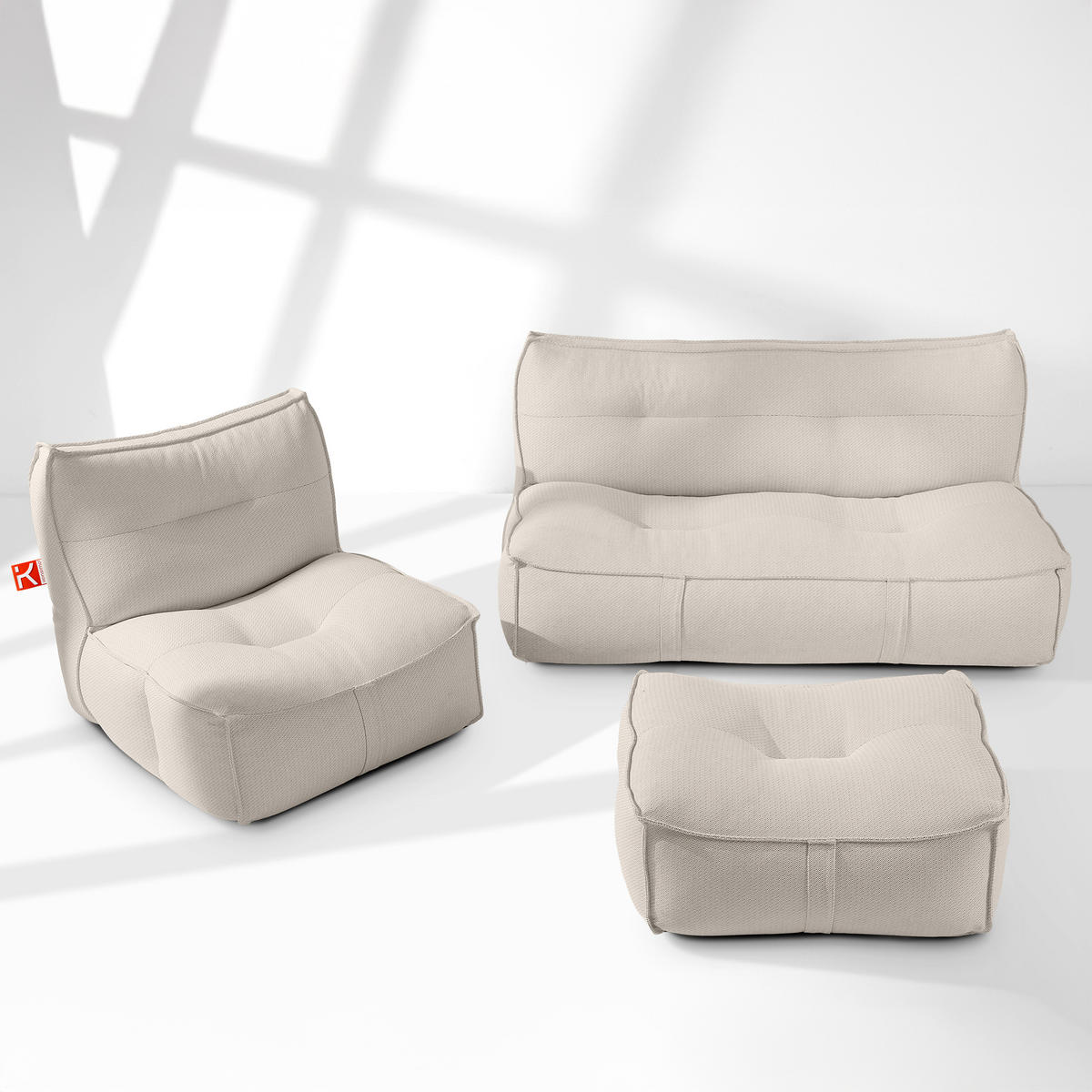 GARTENLOUNGE-SET LOVIA, Möbel-Set, Dunkelbeige/Weiß - Beige, Textil - KONSIMO®