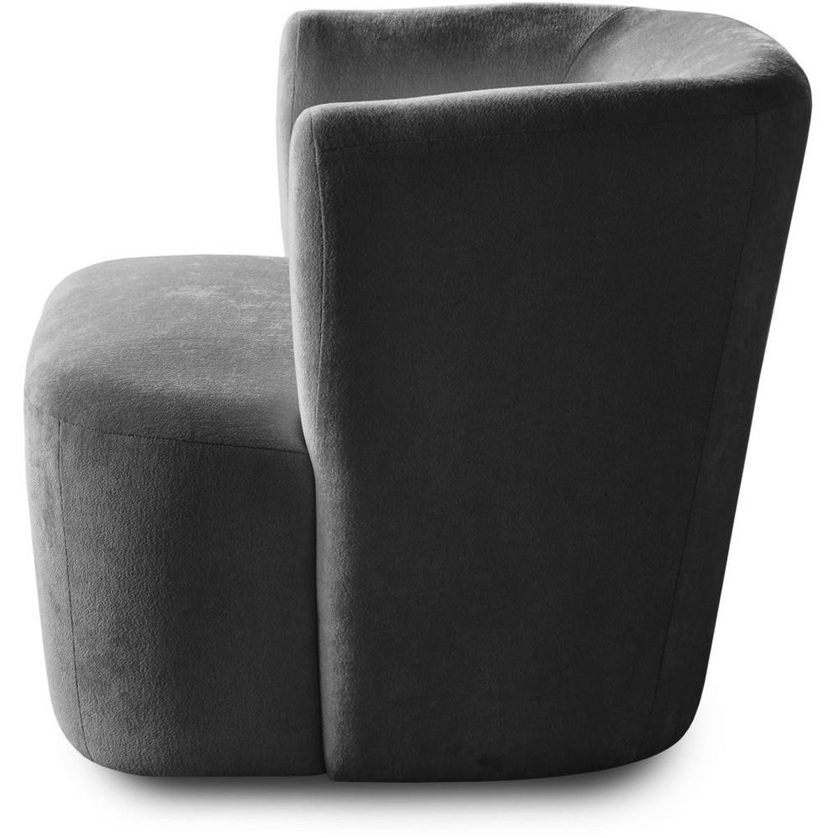 SESSEL Nori grau velour - Schwarz/Grau, Kunststoff/Textil (75/68/72cm) - Beautysofa