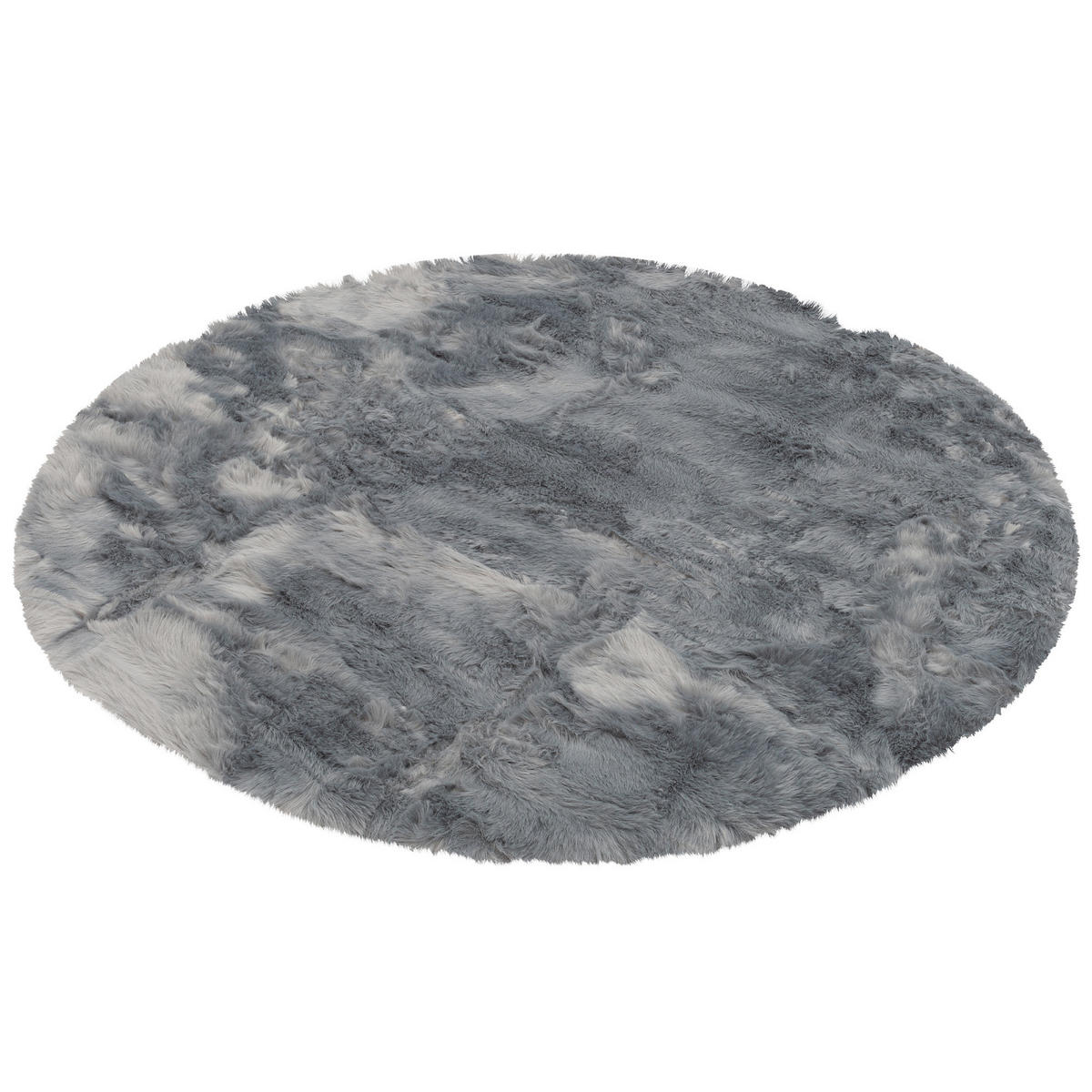 LUXUS SUPER SOFT FELLTEPPICH ASPEN RUND MELIERT - Grau, Textil (160/160cm) - Pergamon