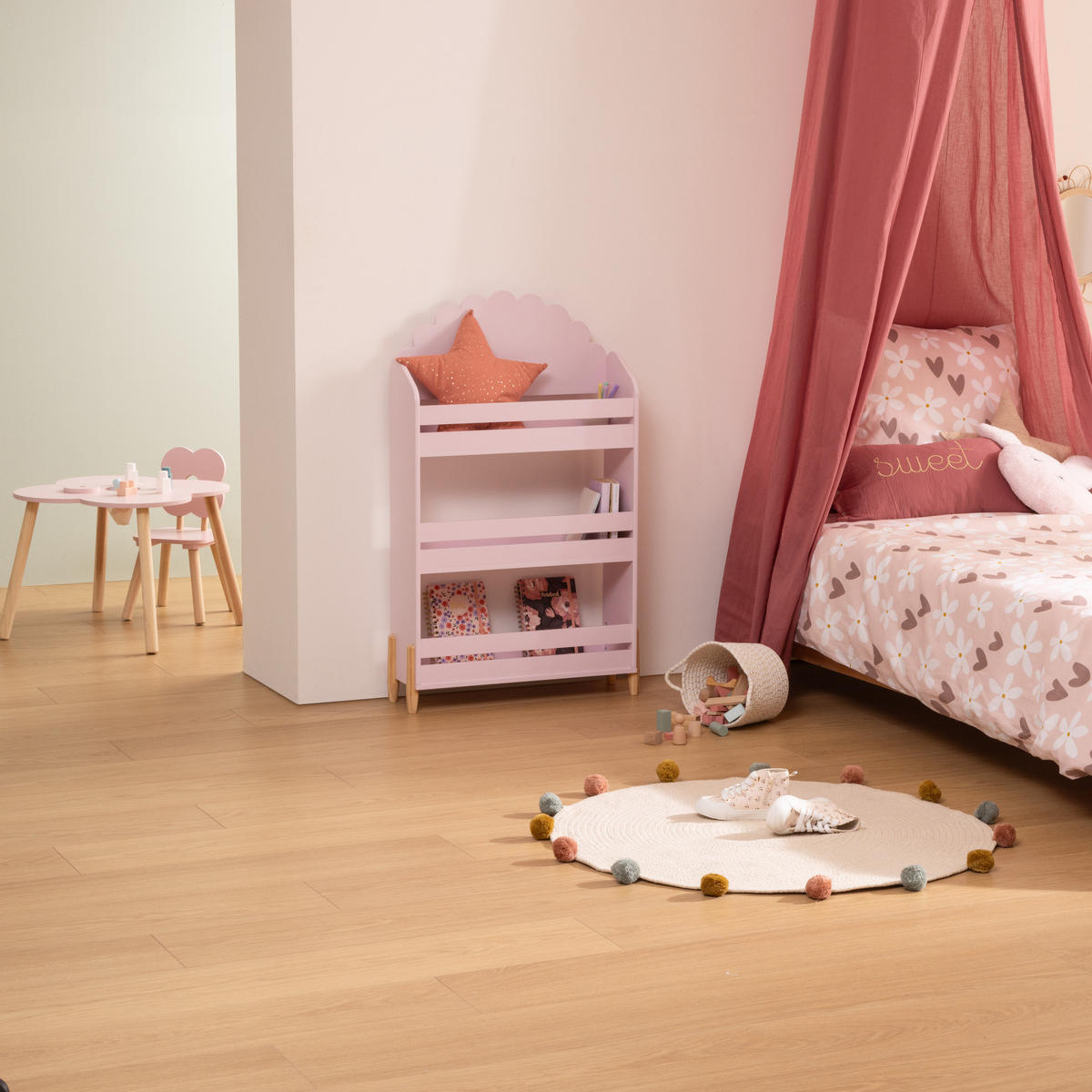 KINDER-BÜCHERREGAL Fjella 61,5/18,5/100 cm - Rosa, Holzwerkstoff (18.5/100/61.5cm) - Atmosphera for kids