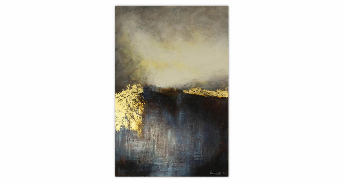 ACRYLBILD HANDGEMALT 80/120 cm - Blau, Holz/Textil (2.3/120cm) - KUNSTLOFT