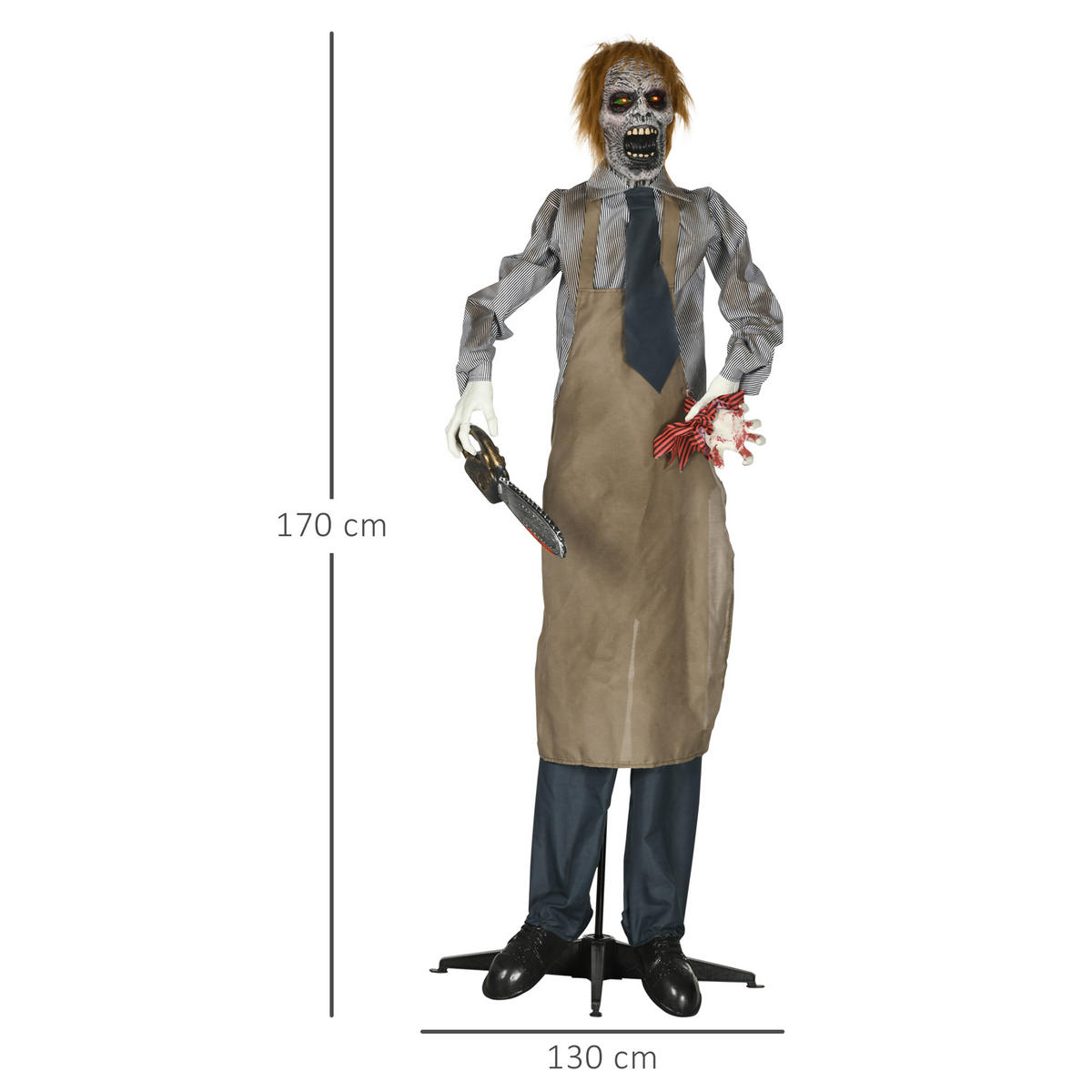 HALLOWEEN HORROR-CLOWN, mehrfarbig, Polyester, PE, Kunststoff, Stahl - Multicolor, Kunststoff (18/170/130cm) - HOMCOM