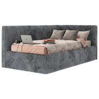 POLSTERBETT TILVO 90/200 - Grau Cord - Ohne Matratze - Rechts - Grau, Textil (200/90cm) - MKS