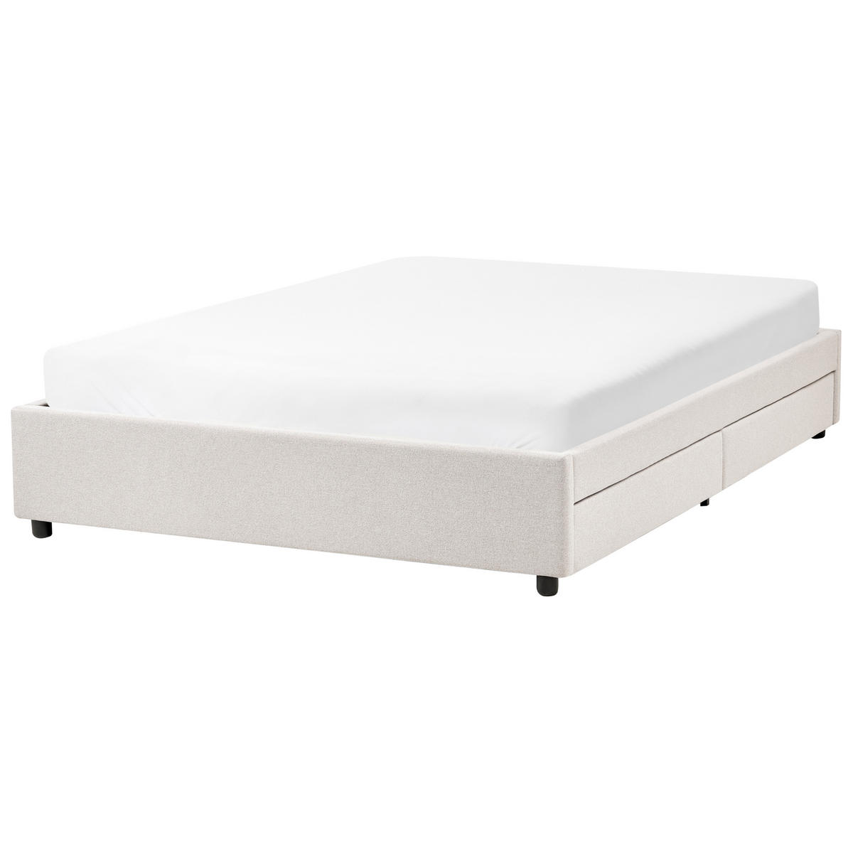 BETT mit Schubladen ohne Kopfteil 140/200 cm Stoff Hellbeige Prades - Beige, Textil (140/200cm) - Beliani