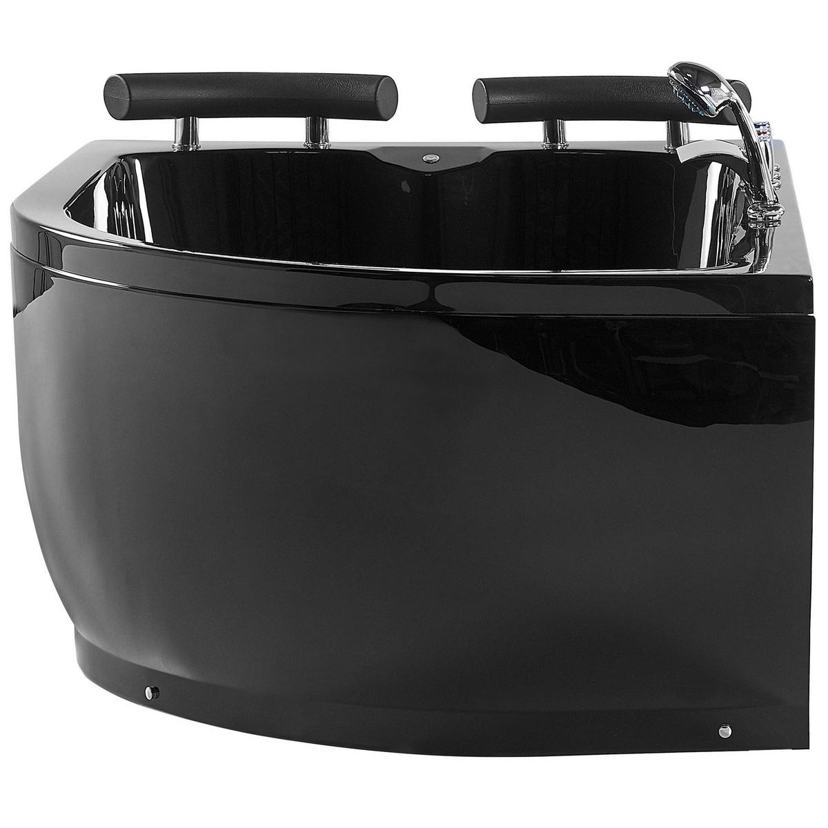 WHIRLPOOL-BADEWANNE mit LED 113x160x63 cm schwarz Paradiso - Schwarz, Kunststoff (113/63/160cm) - Beliani