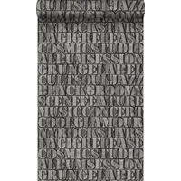 TAPETE alte eiserne Druckbuchstaben 53 cm x 10.05 m - Grau, Papier (53/1000cm) - Origin Wallcoverings