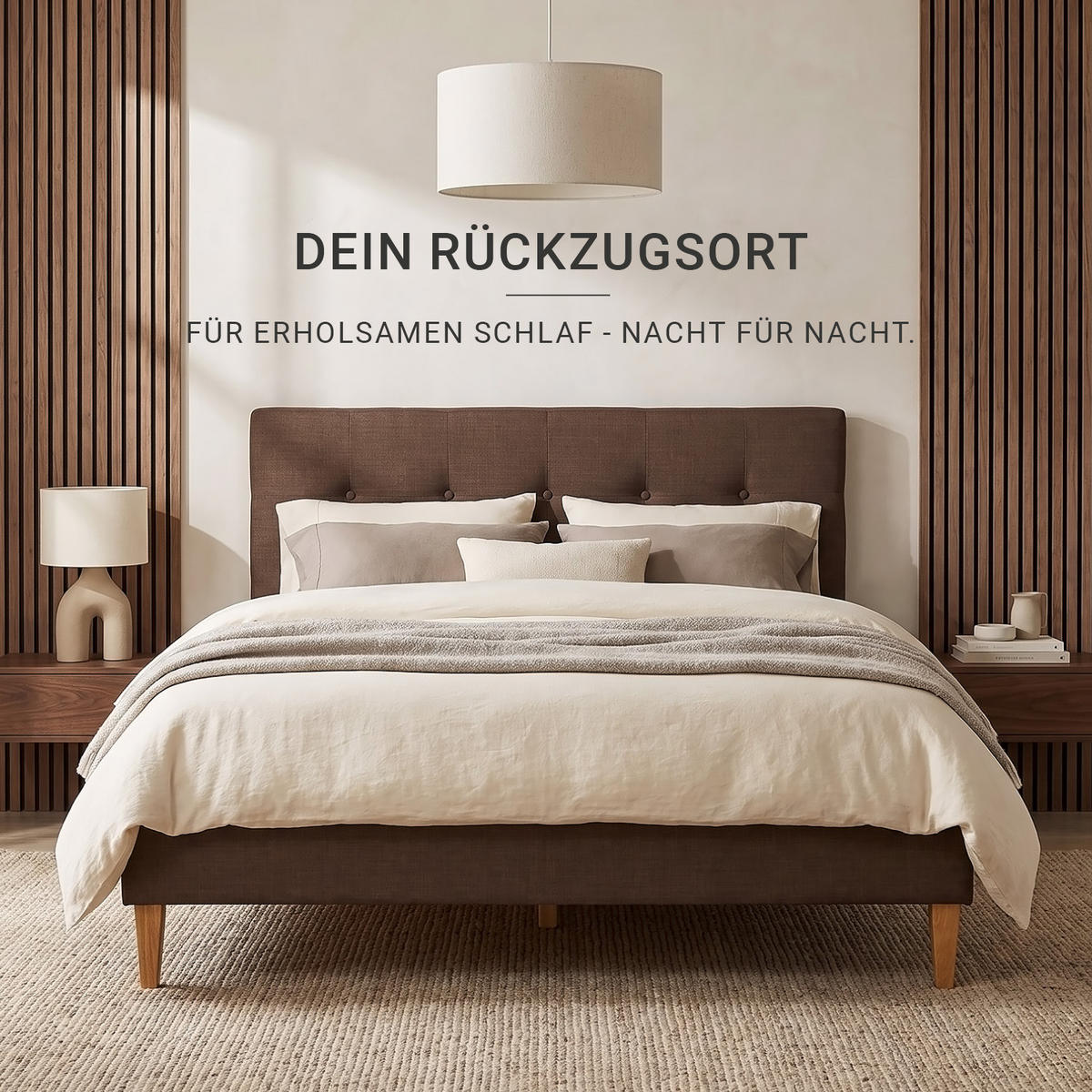 POLSTERBETT mit Lattenrost 140/200 cm in Braun - Braun, Textil (140/200cm) - Homestyle4u