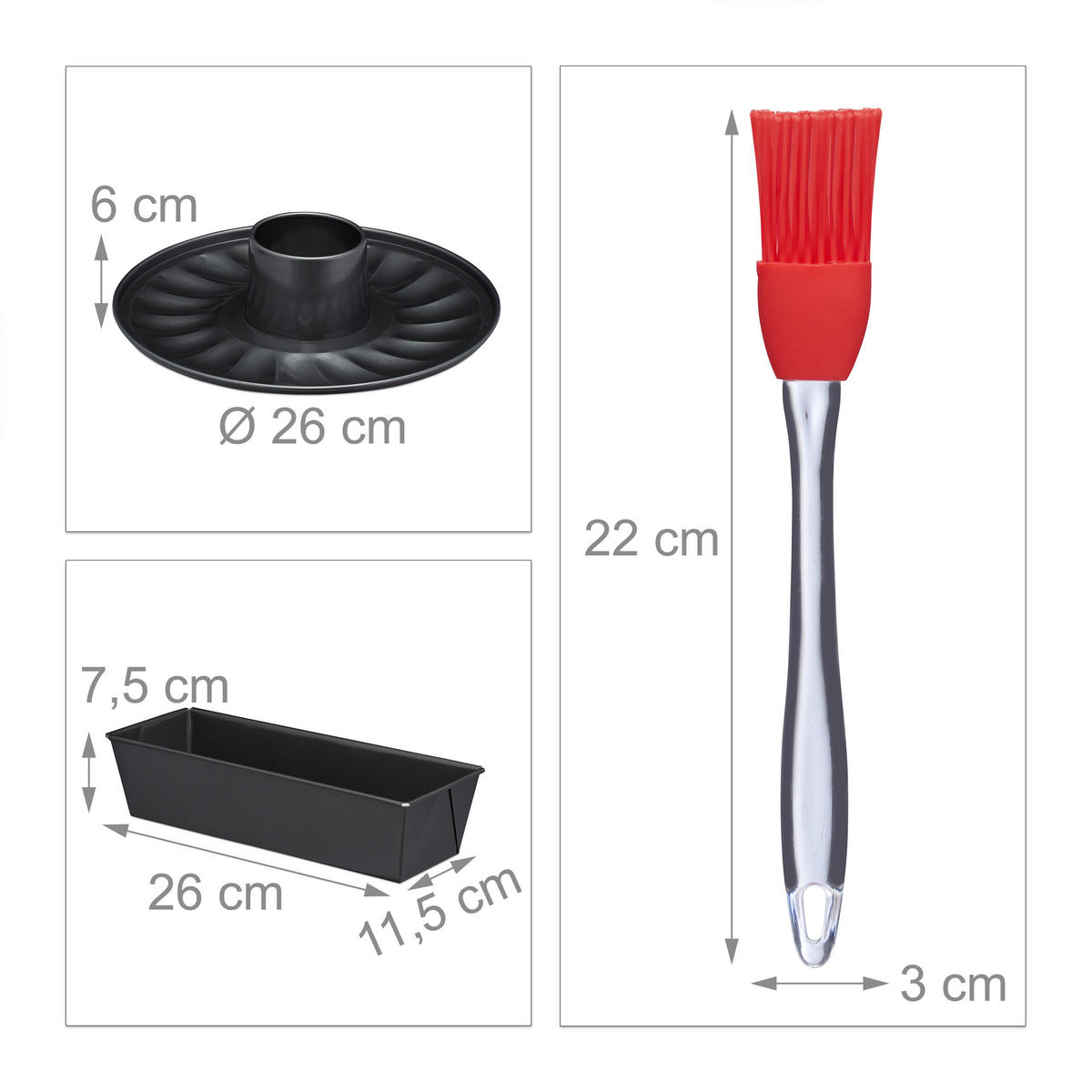 SADA form na pečenie 5 ks. - antracitová, kov/plast - Relaxdays