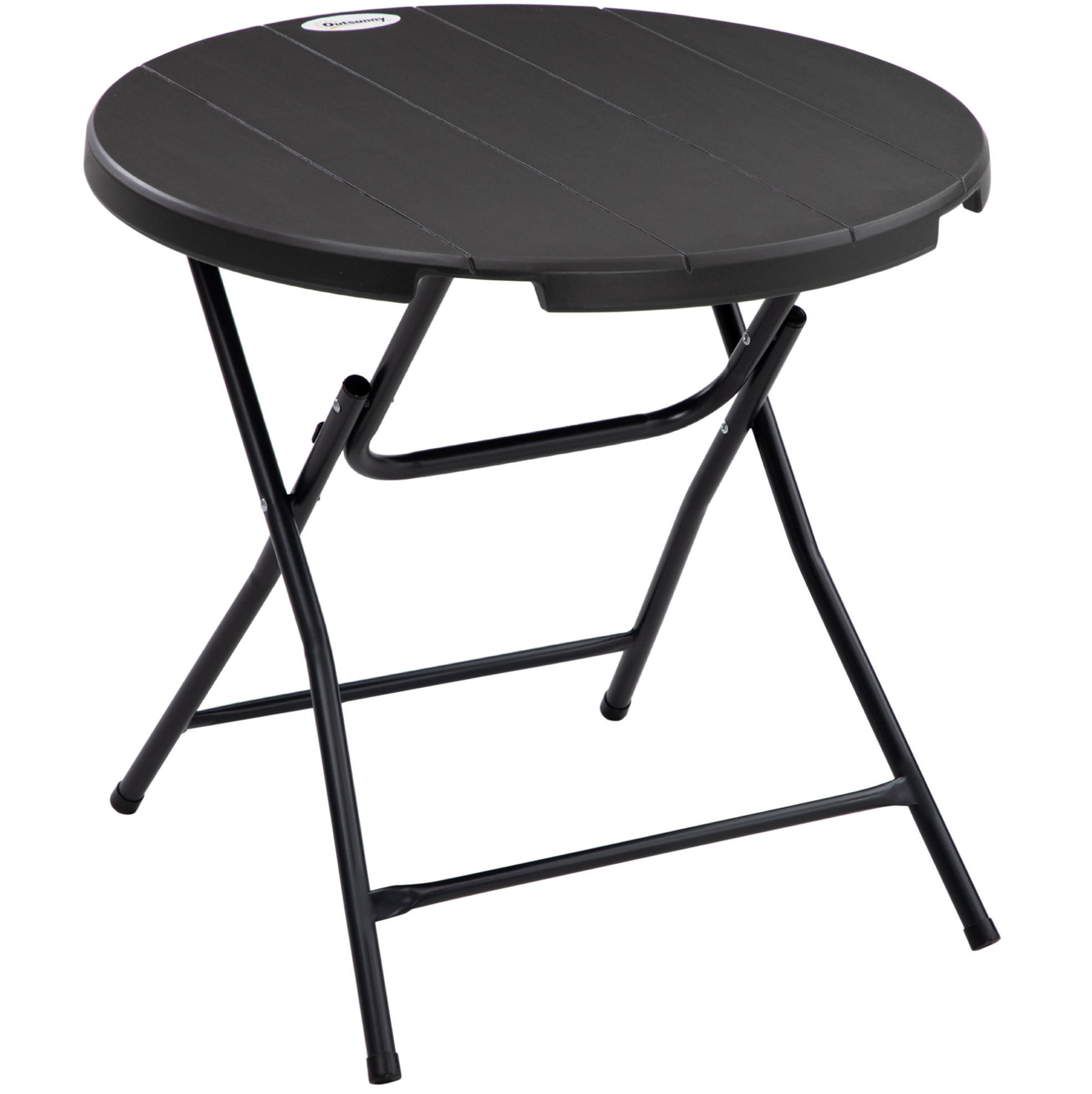Modfu ZAHRADNÍ stůl z oceli a HDPE 80x80x73 cm tmavě šedý skládací v dřevěném dekoru pro 4 osoby