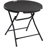 GARTENTISCH aus Stahl Ø80x73 cm Dunkelgrau klappbar mit HDPE-Tischplatte in Holzoptik - Dunkelgrau, Metall (80/80/73cm) - Modfu