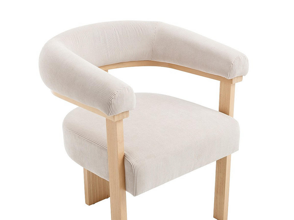 STUHL mit Armlehnen 1er - Cord & Kautschukholz natur - Beige - LIVELIA - Beige, Textil (60/78/64cm) - Pascal Morabito