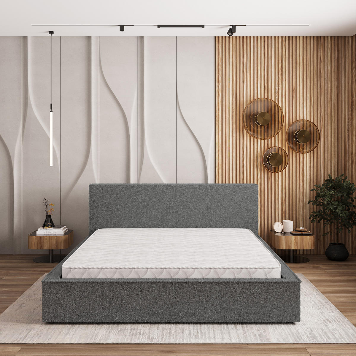 ČALOUNĚNÁ Postel CELORA 200x200 cm Šedá - šedá, kompozitní dřevo/textil (200/200cm) - MASSENO