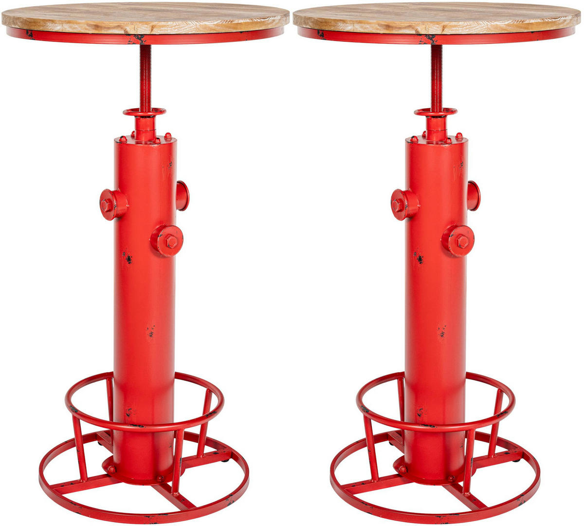 STEHTISCH 2er Set Metall rot - Rot, Metall (54/54/91cm) - CLP