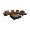 MODULSOFA MIT HOCKER WIOLO 3ER SET Dunkelbraun Leder - Dunkelbraun/Silberfarben, Leder/Metall (350/83/350cm) - KAWOLA