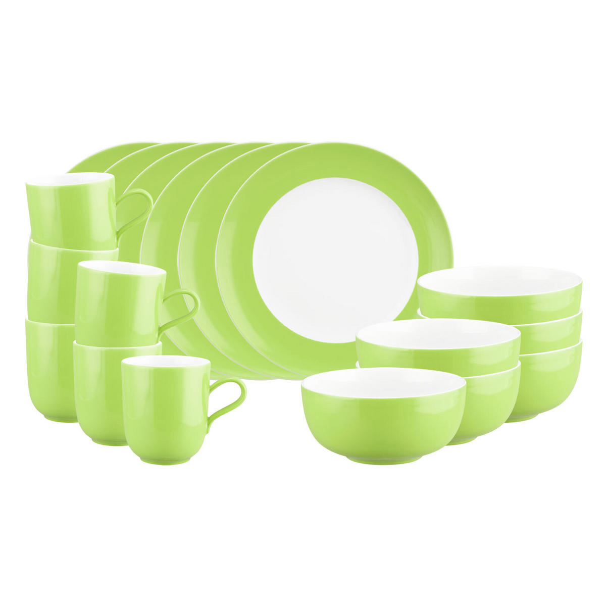 FRÜHSTÜCKS-SET Liberty Pure Colors Lime Green 18er Set - Grün, Keramik (1/1/1cm) - Seltmann Weiden