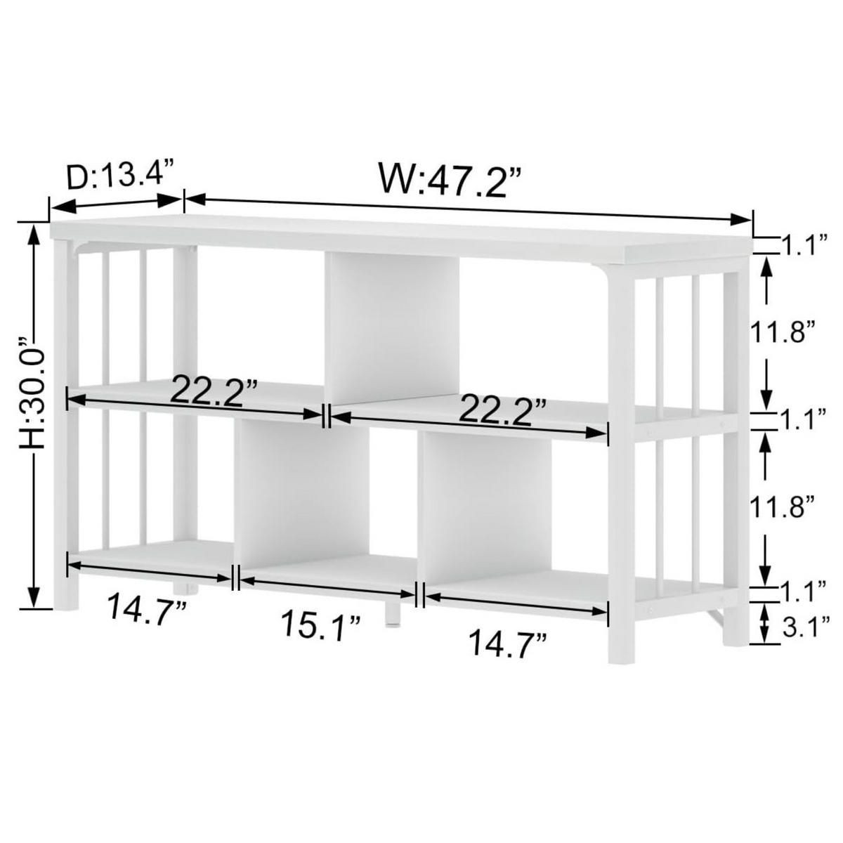 REGAL Standregal 120 x 34 x 76.2 cm Holzoptik Metallgestell - Weiß, Holzwerkstoff/Metall (120/76.2/34cm) - Quality Elegance