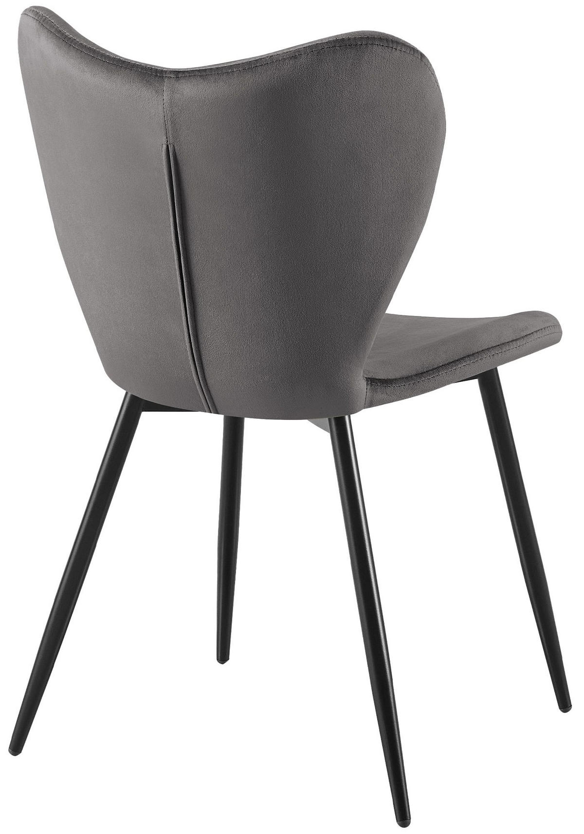 ESSZIMMERSTUHL Samt Dunkelgrau - Dunkelgrau/Schwarz, Textil/Metall (50/80/58cm) - CLP