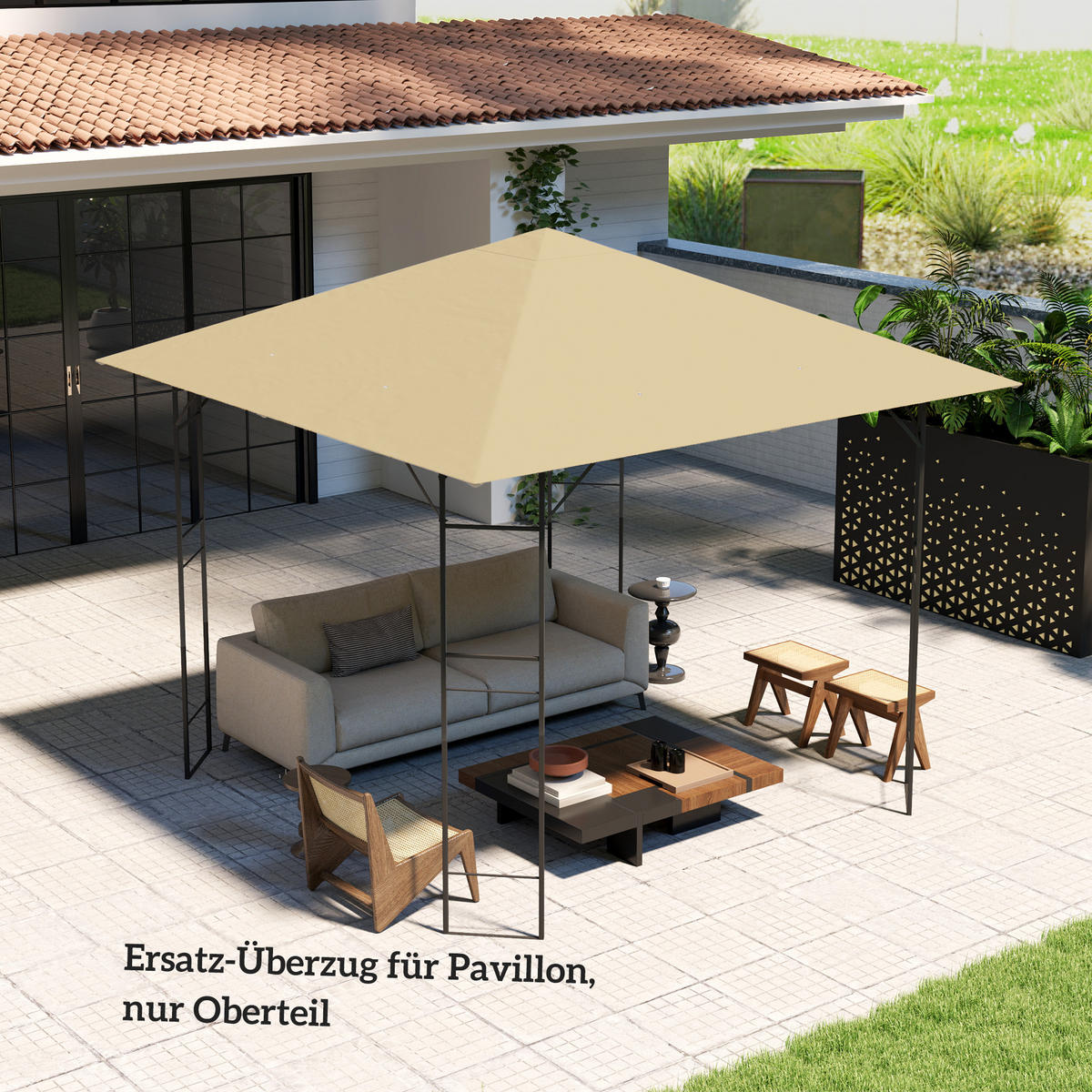 PAVILLON-ERSATZDACH aus Oxfordstoff Beige - Beige, Textil (298/1/298cm) - Outsunny