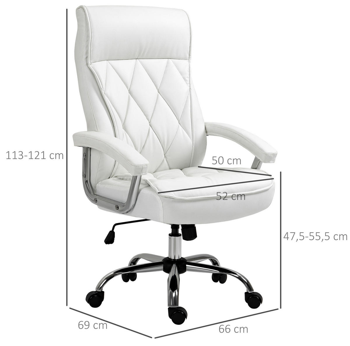 GAMINGSTUHL 66/121/69 cm Weiß aus Metall höhenverstellbar - Weiß, Metall (69/121/66cm) - OKMYHOME