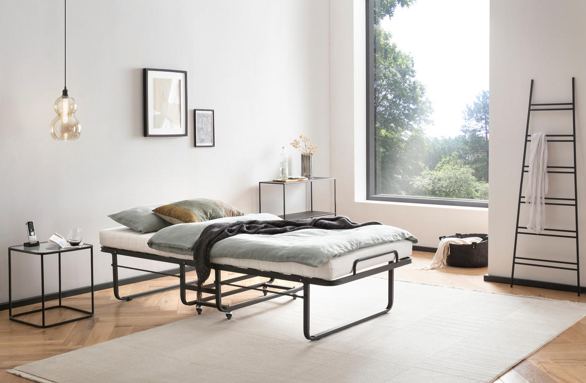 GÄSTEBETT GB210 - 80 x 200 cm cm stabiles Klappbett - Schwarz, Holz/Metall (80/200cm) - BED BOX