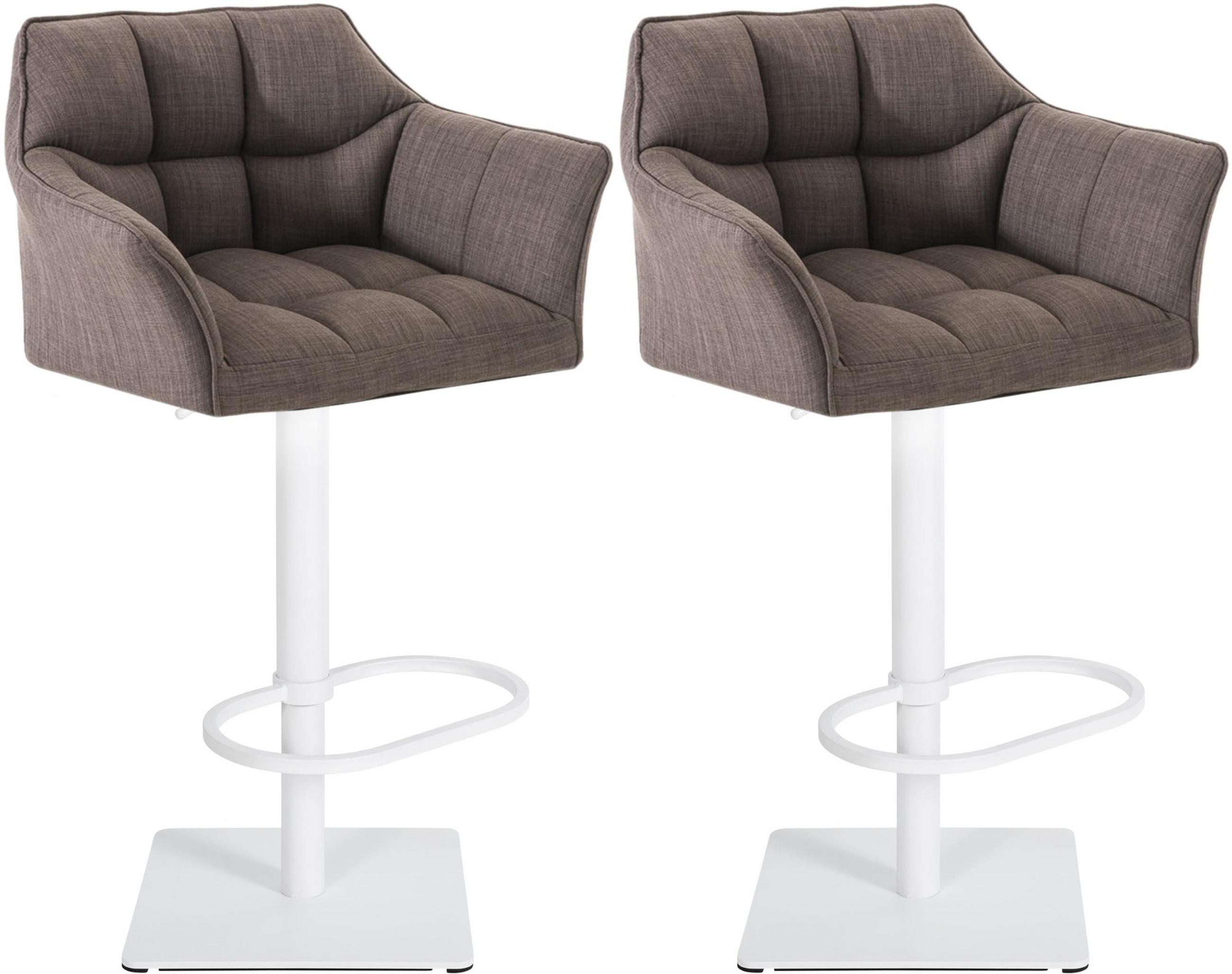 BARHOCKER 2er Set Damaskus Stoff weiß grau - Weiß/Grau, Kunststoff/Metall (64/110/48cm) - TPFLiving