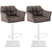 BARHOCKER 2er Set Damaskus Stoff weiß grau - Weiß/Grau, Kunststoff/Metall (64/110/48cm) - TPFLiving