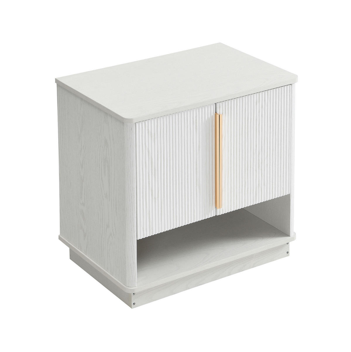 SCHUHSCHRANK 60/40/61 cm Weiß in Holzoptik aus MDF mit 2 Türen und offenem Fach - Weiß, Holzwerkstoff (60/61/40cm) - OKWISH