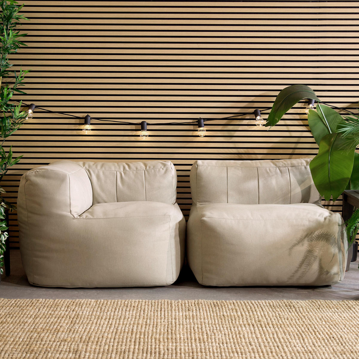 SITZSACK-SOFA Outdoor 2-tlg.: Ecksessel, Sessel - Beige, Textil (195/68/100cm) - icon