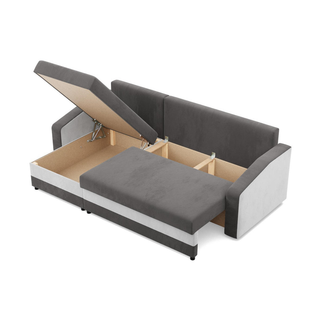 ECKSOFA MIT SCHLAFFUNKTION ORION, Grau + Weiß - Weiß/Grau, Textil (231/140cm)