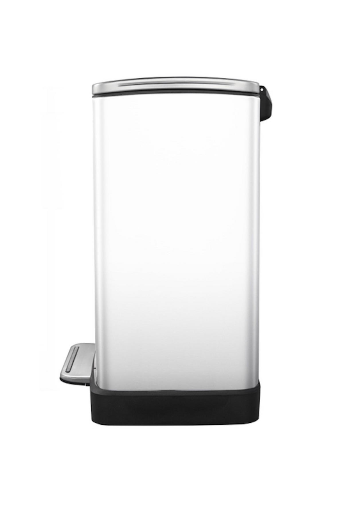 MÜLLEIMER Stilvoller Rechteckiger Mit Extra Breitem Pedal 46 Liter 65 x 50 x 34,5 cm 2 Inneneimer Aus Kunststoff Weiß Deckel Edelstahl - Weiß, Metall (50/65/34.5cm) - PROREGAL