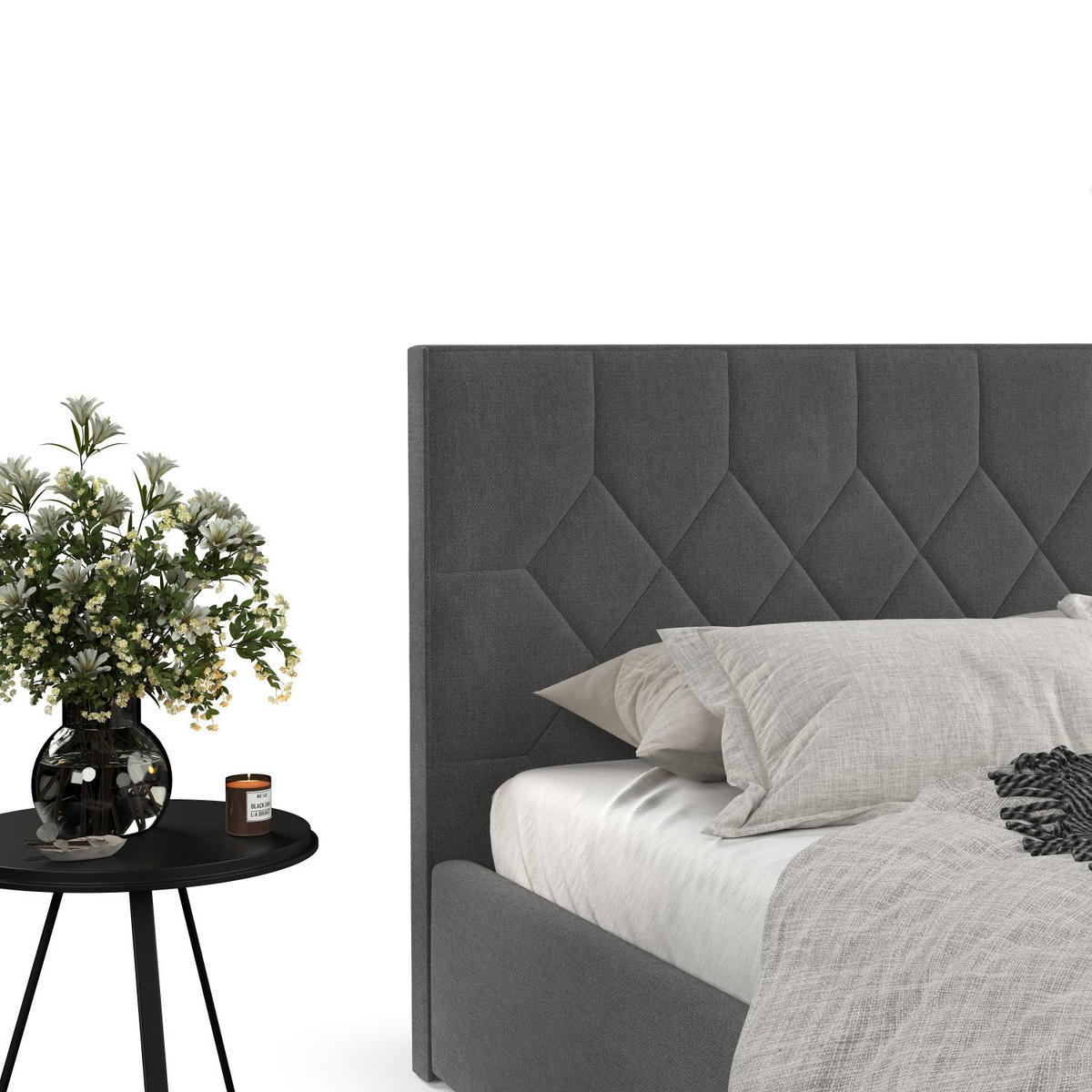 POLSTERBETT Brisa 180/200 cm Anthrazit im Asti Stoff - Anthrazit/Schwarz, Holz/Holzwerkstoff (180/200cm) - AltaBeds