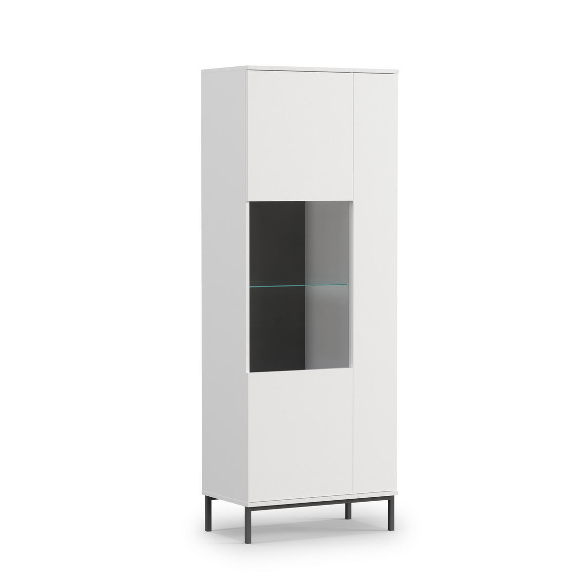 VITRINE Queba 2T Weiß 70/190/41 cm – Vitrine weiß mit Glastüren - Schwarz/Weiß, Holzwerkstoff (70/190/41cm) - AX Living