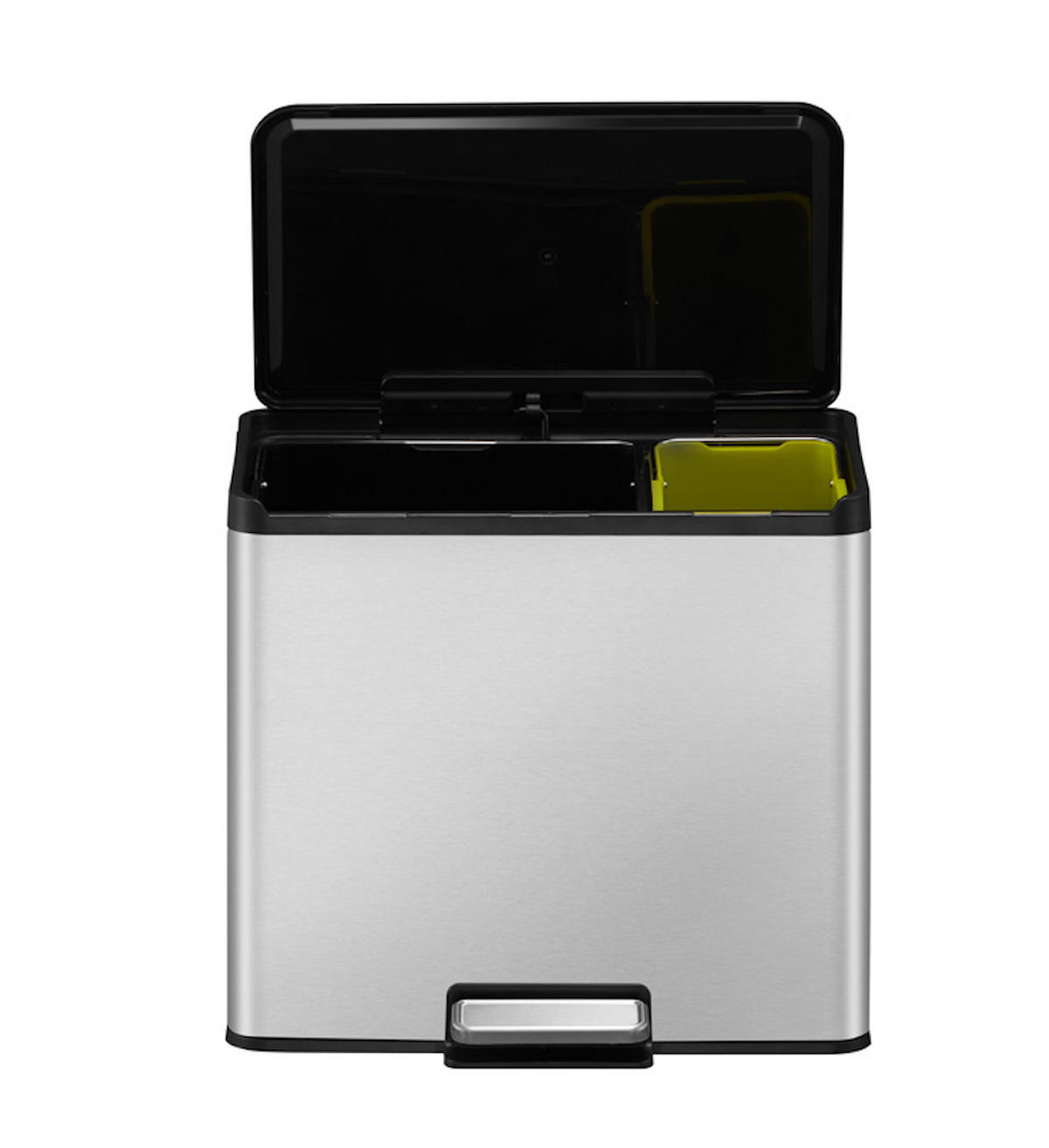 MÜLLEIMER Rechteckiger Aus Gebürstetem Edelstahl Mit Soft Close & Stay Open Deckel 29 Liter 41,1 x 46,2 x 38,8 cm Silber - Silberfarben, Metall (46.2/41.1/38.8cm) - PROREGAL