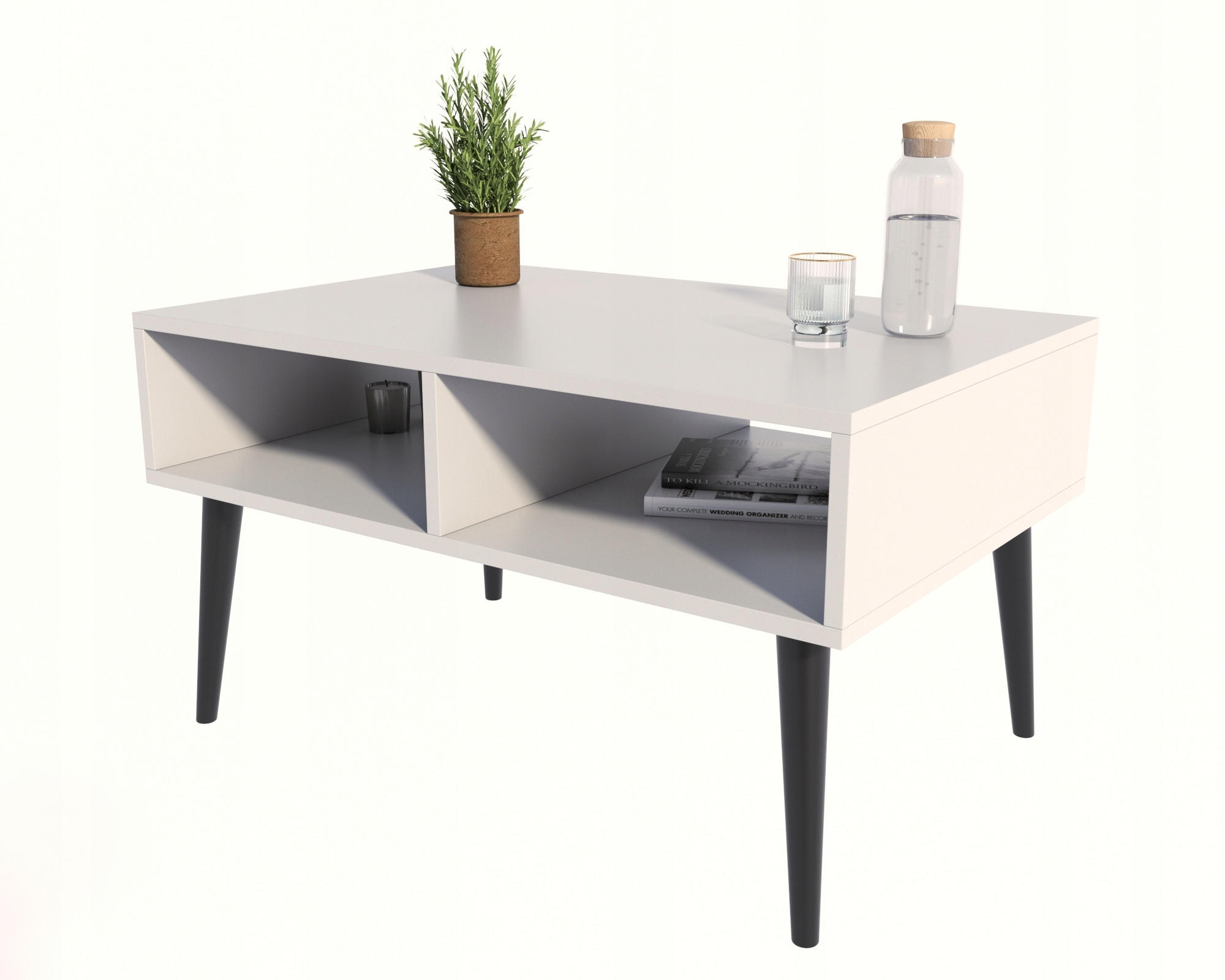 COUCHTISCH Isla Weiß-Schwarz 100/50/46 cm - Weiß, Holzwerkstoff (50/100/46cm) - Matkam Möbel