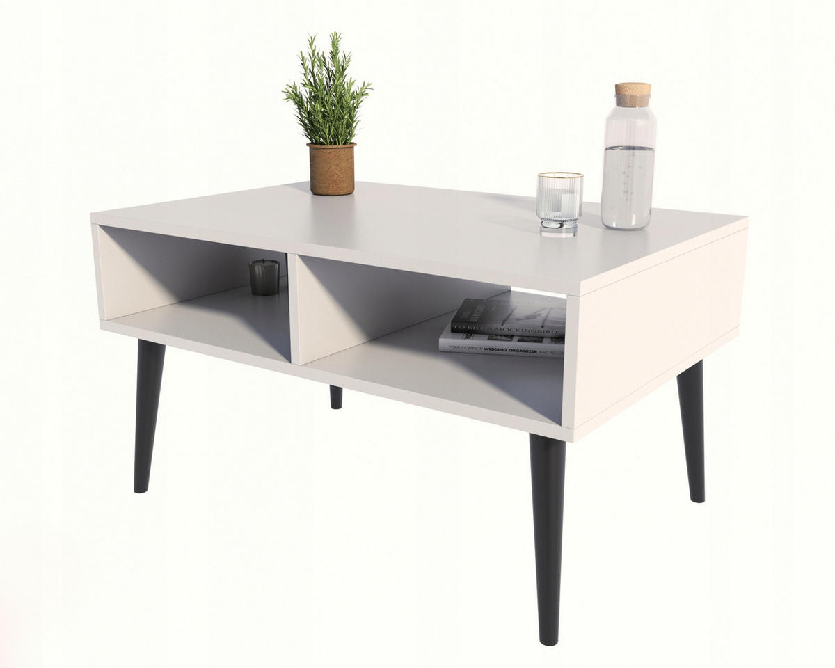 COUCHTISCH Isla Weiß-Schwarz 100/50/46 cm - Weiß, Holzwerkstoff (50/100/46cm) - Matkam Möbel