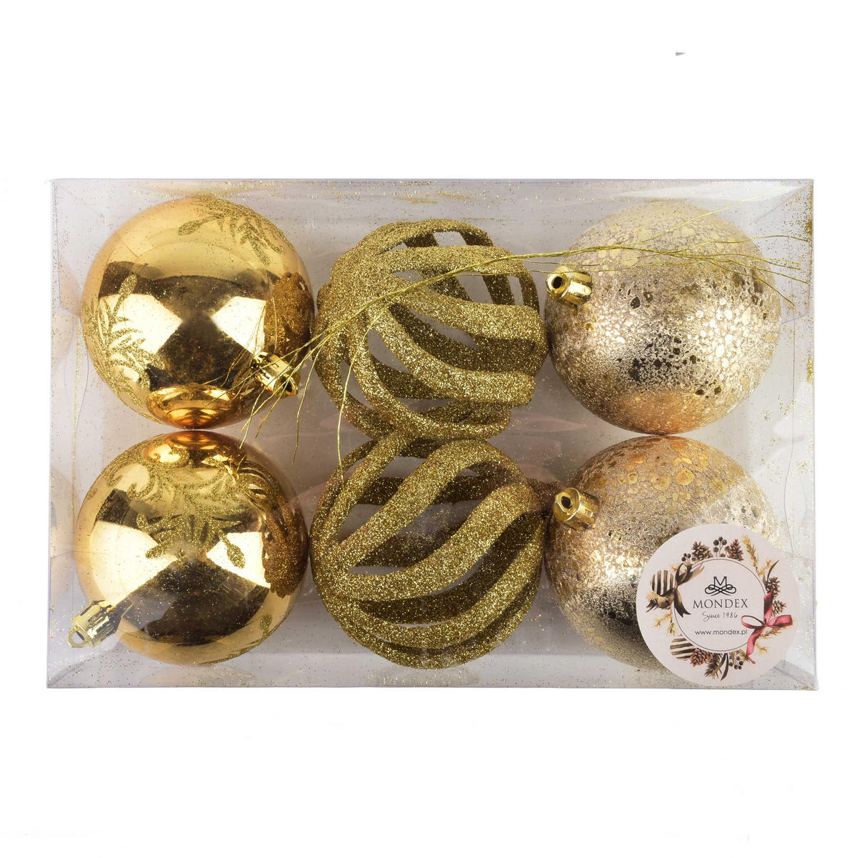 CHRISTBAUMKUGEL-SET Santa Lila 6-tlg Kunststoff - Goldfarben, Kunststoff (9/25/16cm) - Mondex