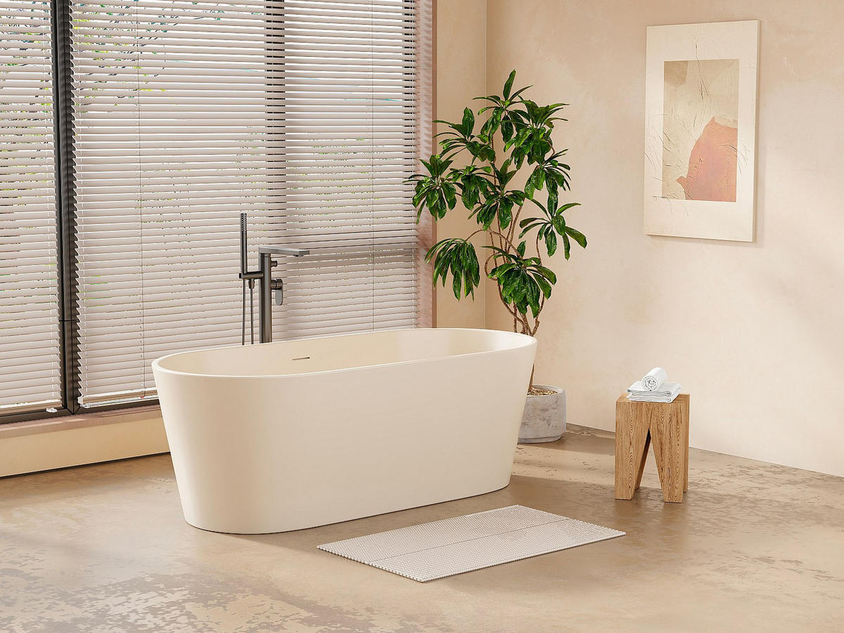 FREISTEHENDE Badewanne - 1 Person - acryl - beige Luzeca - Beige, Kunststoff (159/56/74cm) - Vente-Unique