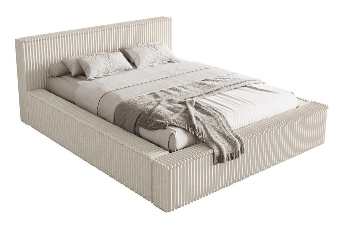 POLSTERBETT AFFOLIO Creme 140x200 cm - Creme/Schwarz, Holz/Textil (140/200cm) - Selsey