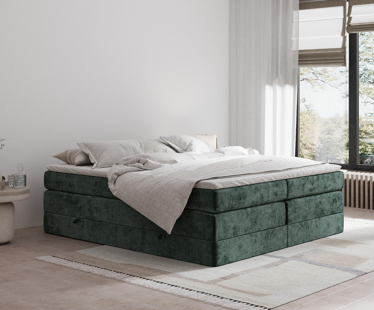 BOXSPRINGBETT Juniper Grün 200/200 cm - Schwarz/Grün, Holz/Holzwerkstoff (200/200cm) - Maison de Reve